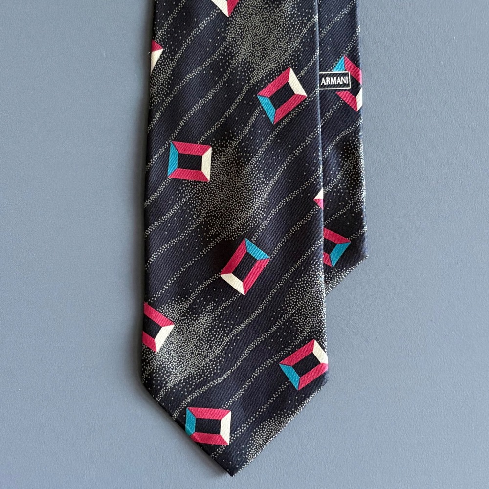 Vintage 1980s Giorgio Armani Geometric Silk Tie | 56" | Made in Italy